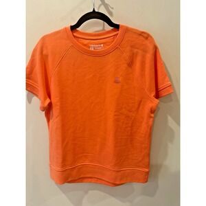 Carhartt Womens Relaxed Fit Orange French Terry Short Sleeve Sweatshirt Sz Small